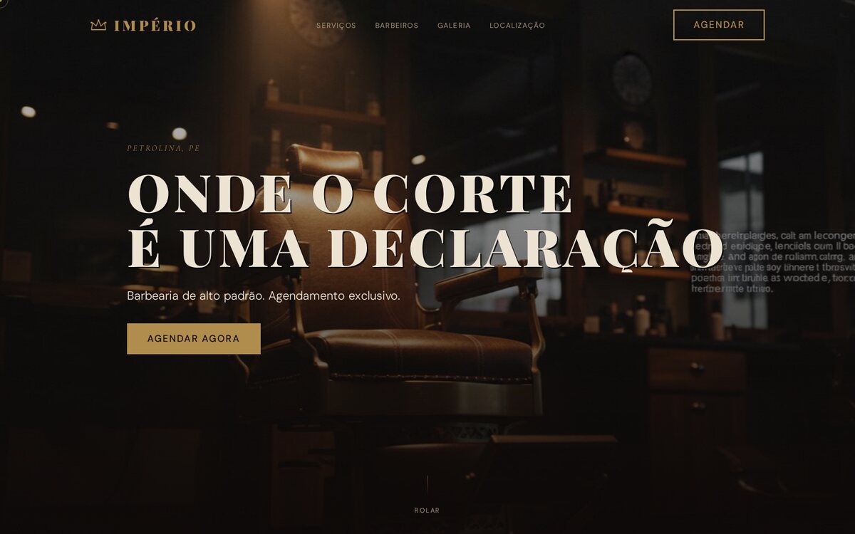 Site Barbearia Império: landing page de barbearia em Petrolina