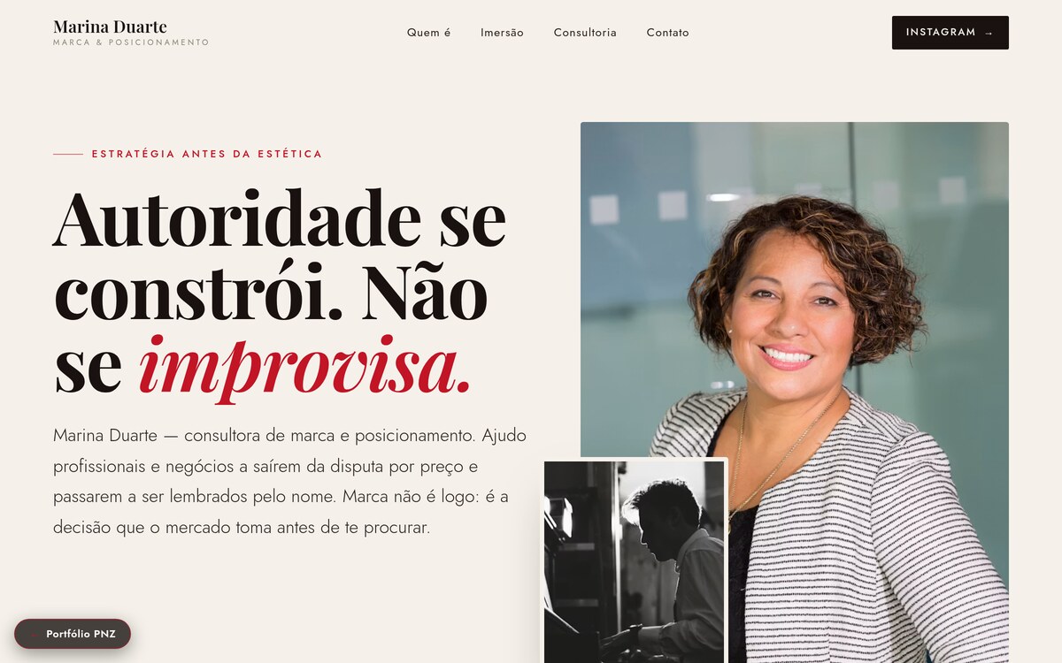 Site Marina Duarte: landing page de consultoria de marca e posicionamento