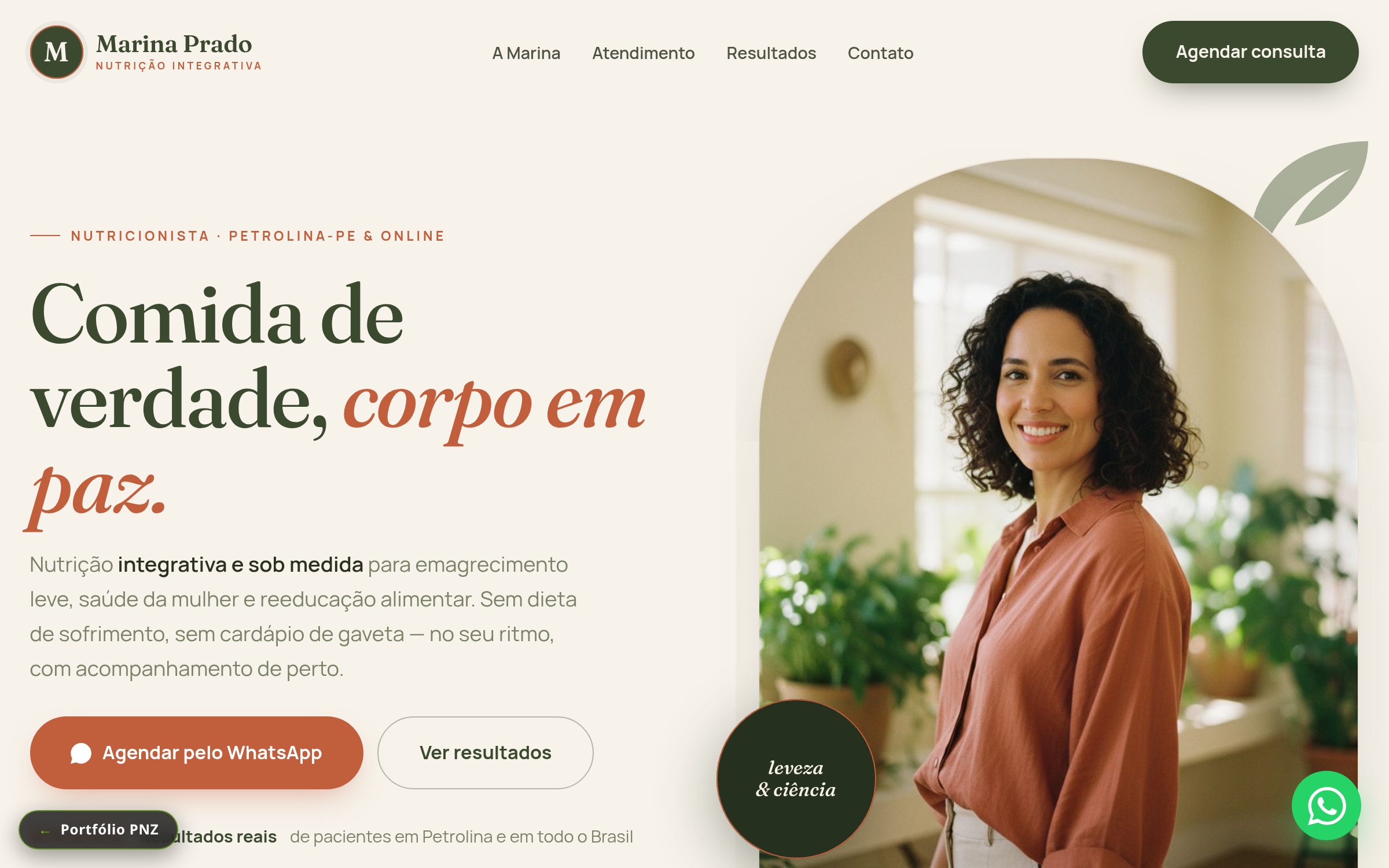 Site Dra. Marina Prado: landing page de nutrição integrativa