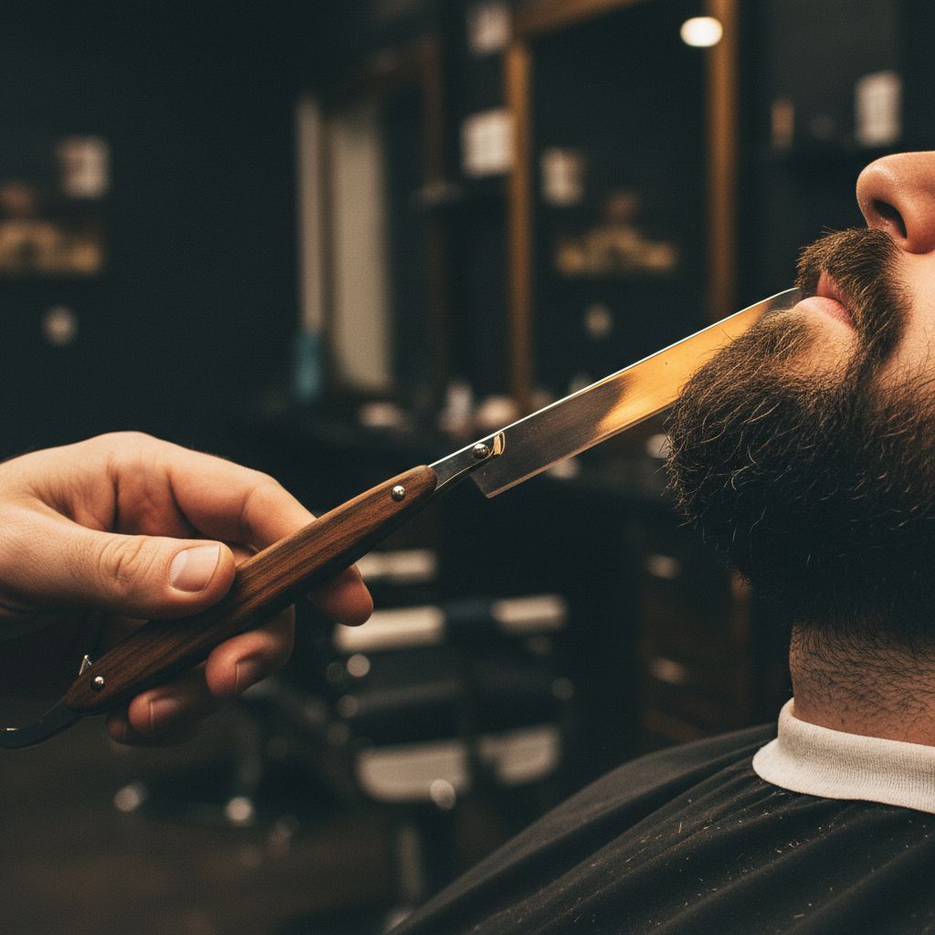 Navalha reta em movimento — Barba Completa