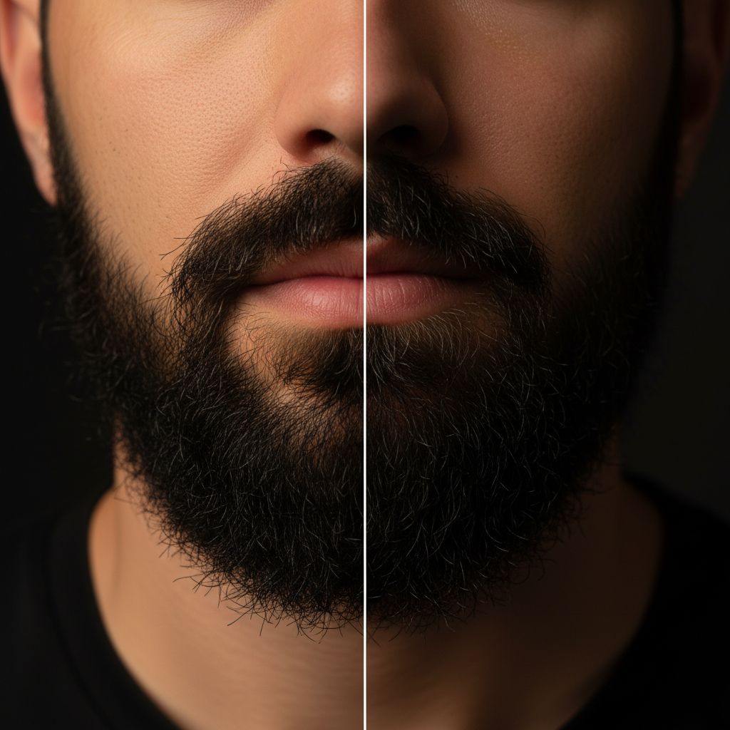 Antes e depois de pigmentação de barba — Barbearia Império